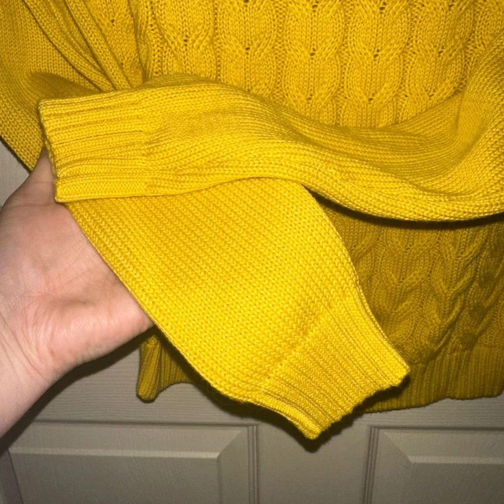 Lands' End drifter Yellow Cable Knit Sweater S winter fall NWOT